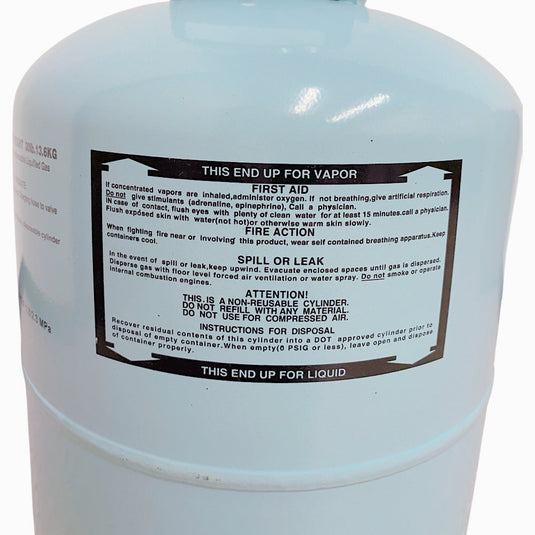 R134A refrigerant cylinder detail image for AC buyers
