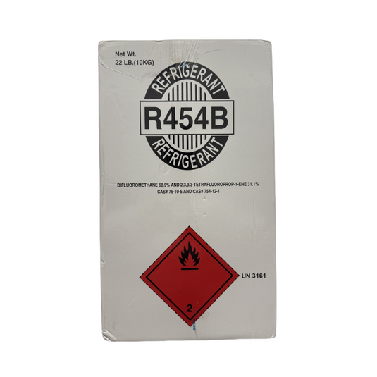R454B refrigerant cylinder detail image for HVAC buyers